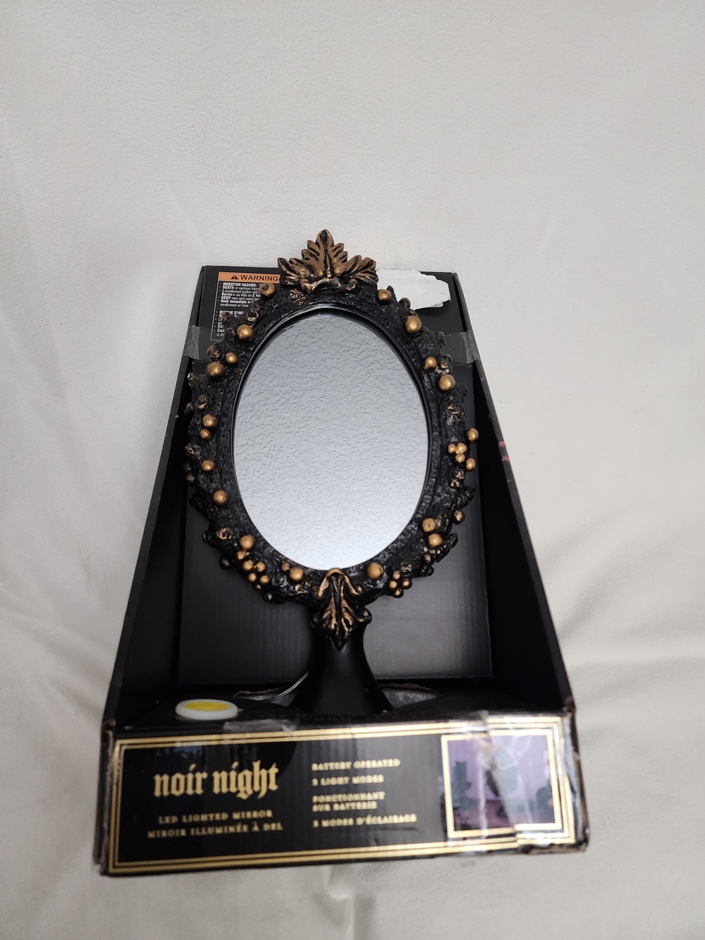 Black and Gold Lightup  Ornate Oval Vanity Mirror